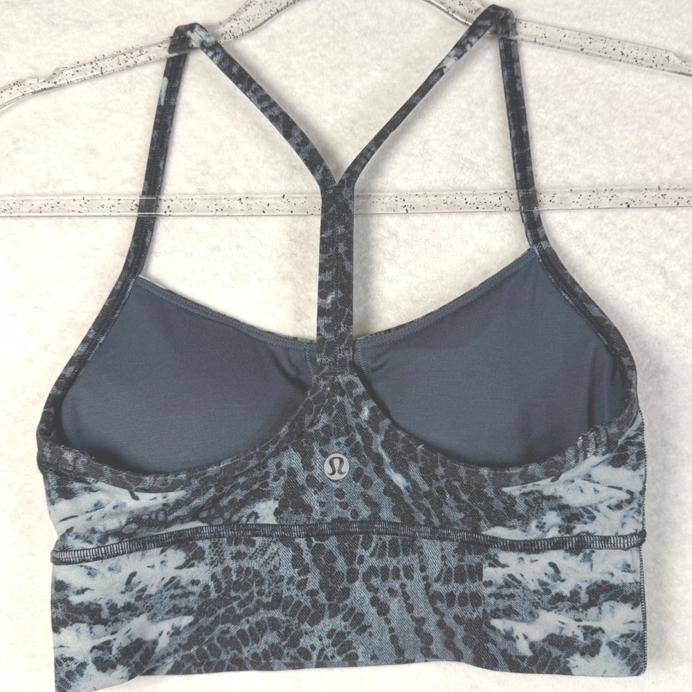 Lululemon Blue Snakeskin Tie Dye Y-Back Racerback Sports Bra Low Impact Yoga - Picture 8 of 13